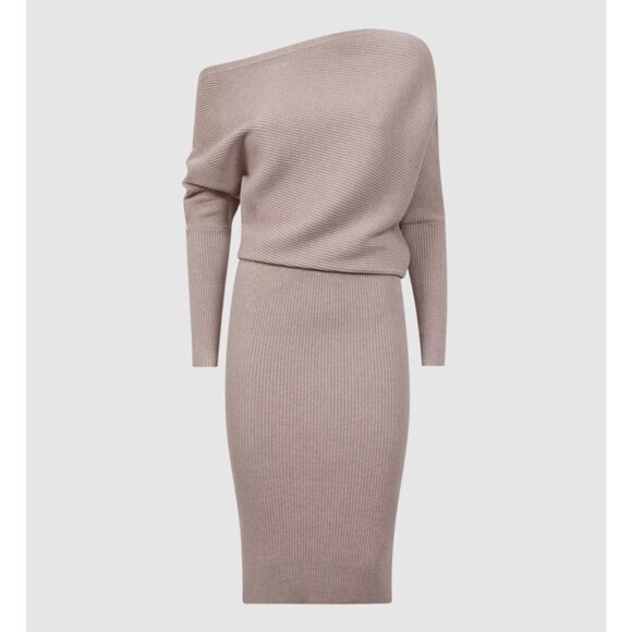 Reiss Lara Off-The-Shoulder Ribbed Midi Dress - Picture 5 of 16